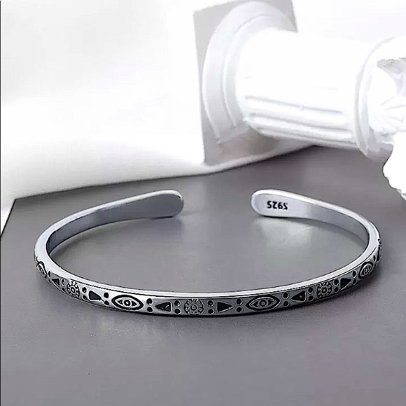 STERLING SILVER TRIBAL BOHO BANGLE BRACELET SET - Picture 4 of 14